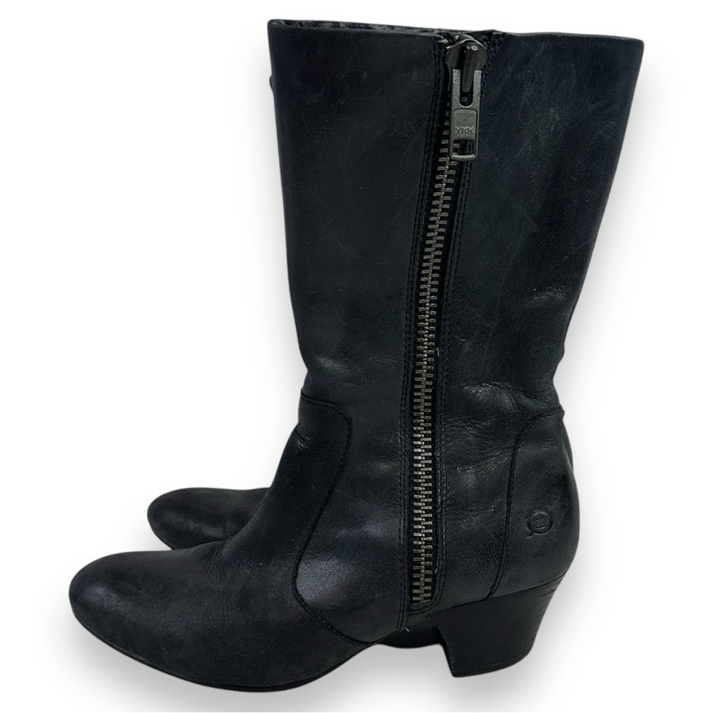 Born Black Leather Heeled Boots 6.5